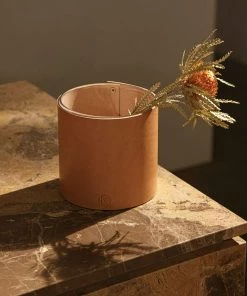 Cadine Home Goods Signature Vase - Natural Leather