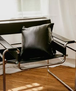 Cadine Cushion - Black Leather