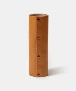 Cadine Classic Vase - Natural Leather Home Goods