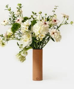 Cadine Home Goods Fresh Floral In Leather Vase