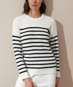 Cadine Clothing Sail Sweater - White / Navy Stripe
