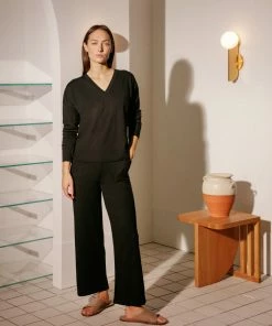 Cadine Pillar Knit Pant - Black Clothing