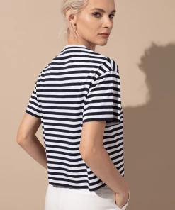 Cadine Dock Tee - Navy / White Stripe