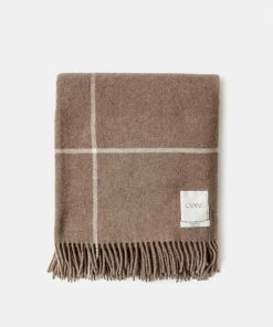 Cadine Cashmere Lambswool Throw - Taupe Plaid Home Goods