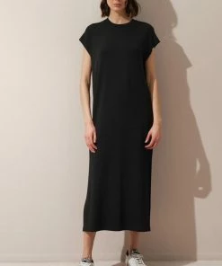 Cadine Beam Tshirt Dress - Black Clothing