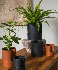 Cadine Home Goods Hydra Self-Watering Ceramic Planter - Matte Black