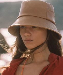 Lack Of Color Wave Bucket Hat - Brown Vegan Leather Clothing