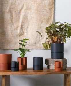 Cadine Hydra Self-Watering Ceramic Planter - Matte Cognac