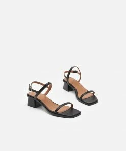 Flattered Juno Sandal - Black Leather Footwear