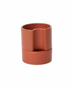 Cadine Hydra Self-Watering Ceramic Planter - Matte Cognac