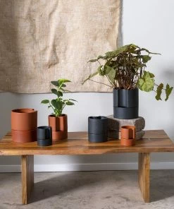 Cadine Hydra Self-Watering Ceramic Planter - Matte Cognac