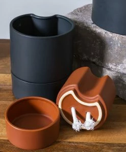 Cadine Hydra Self-Watering Ceramic Planter - Matte Cognac